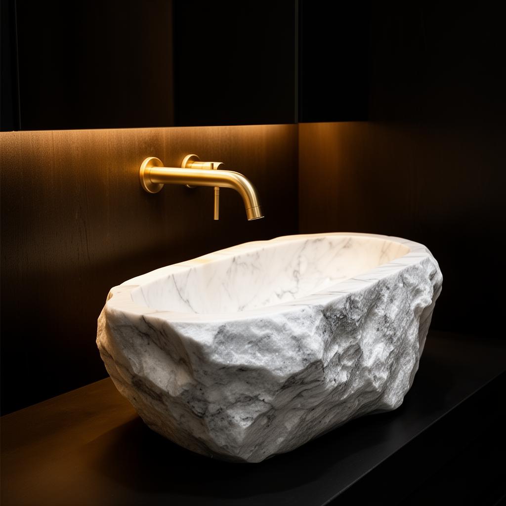 Lavabo esculpido em Branco Prime